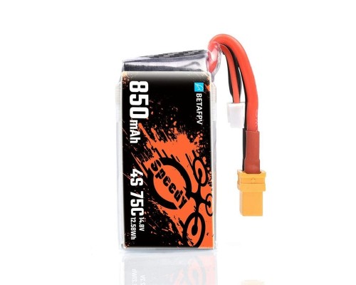 Аккумуляторы BETAFPV 850мАч 4S 75C LiPo (XT60) (2 шт.) Аккумуляторы BETAFPV 850мАч 4S 75C LiPo (XT60) (2 шт.)