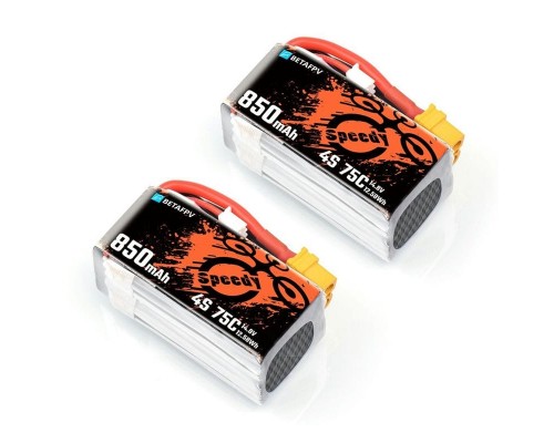 Аккумуляторы BETAFPV 850мАч 4S 75C LiPo (XT60) (2 шт.) Аккумуляторы BETAFPV 850мАч 4S 75C LiPo (XT60) (2 шт.)