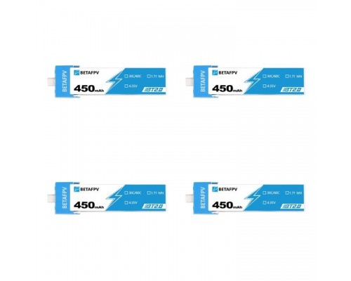 Аккумуляторы BETAFPV 450mAh 1S 30C LiHV (BT2.0) (4 шт.)