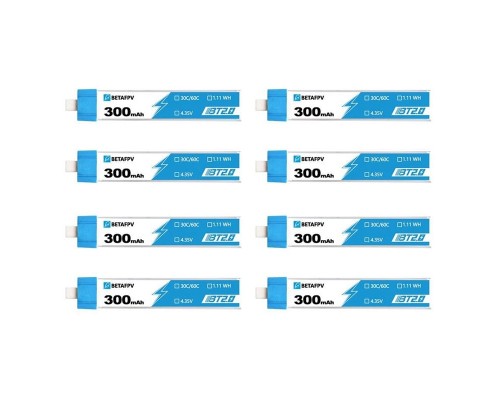Аккумуляторы BETAFPV 300mAh 1S 30C LiHV (BT2.0) (8 шт.) Аккумуляторы BETAFPV 300mAh 1S 30C LiHV (BT2.0) (8 шт.)