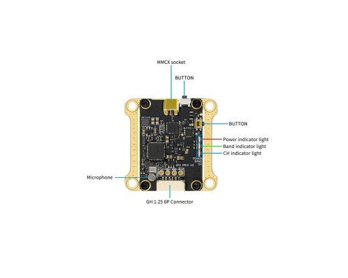 Видеопередатчик GEPRC RAD VTX 5,8 ГГц 1,6 Вт Видеопередатчик GEPRC RAD VTX 5,8 ГГц 1,6 Вт