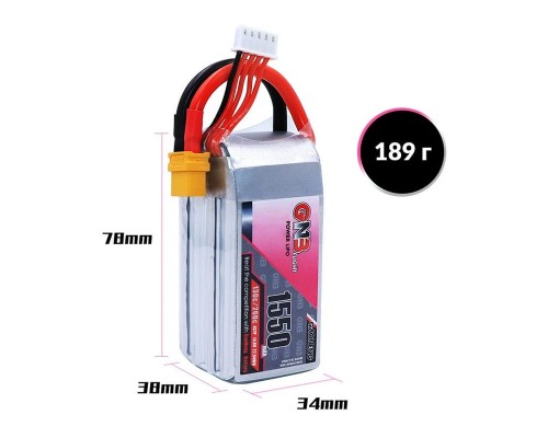 Аккумулятор GNB 1550мАч 4S 130C LiPo (XT60) Аккумулятор GNB 1550мАч 4S 130C LiPo (XT60)