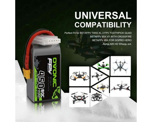 Аккумуляторы OVONIC 450мАч 4S 80C LiPo (XT30) (4 шт.)
