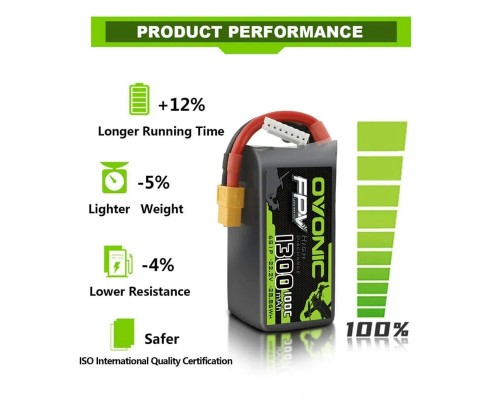 Аккумулятор OVONIC 1300мАч 6S 100C LiPo (XT60)