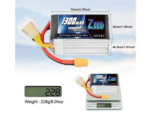 Аккумулятор Zeee 1300мАч 6S 120C LiPo (XT60)