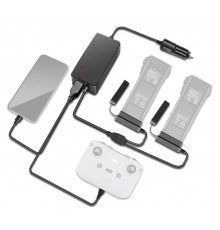 Автомобильное зарядное устройство для 2 аккумуляторов и пульта DJI Mavic 3 повышенной мощности (2 USB) (YX)