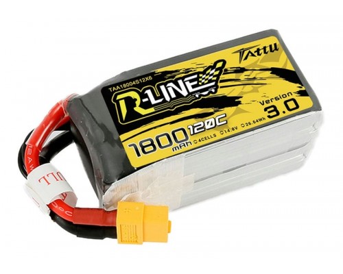 Аккумулятор Tattu R-Line V3.0 1800мАч 4S 120C LiPo (XT60) Аккумулятор Tattu R-Line V3.0 1800мАч 4S 120C LiPo (XT60)