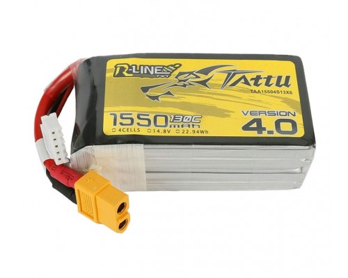 Аккумулятор Tattu R-Line V4.0 1550мАч 4S 130C LiPo (XT60) Аккумулятор Tattu R-Line V4.0 1550мАч 4S 130C LiPo (XT60)