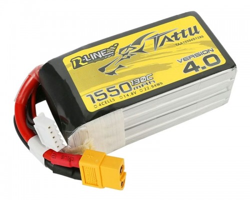 Аккумулятор Tattu R-Line V4.0 1550мАч 4S 130C LiPo (XT60) Аккумулятор Tattu R-Line V4.0 1550мАч 4S 130C LiPo (XT60)