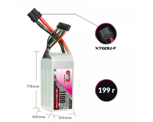 Аккумулятор GNB 1100мАч 6S 130C LiPo (XT60) Аккумулятор GNB 1100мАч 6S 130C LiPo (XT60)