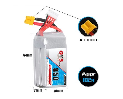Аккумулятор GNB 850мАч 4S 80C LiPo (XT30) Аккумулятор GNB 850мАч 4S 80C LiPo (XT30)