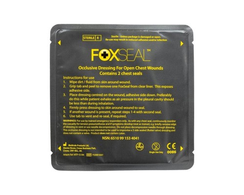 Двойной пластырь при пневмотораксе FoxSeal Celox Двойной пластырь при пневмотораксе FoxSeal Celox