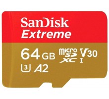 Карта памяти 64Gb SanDisk Extreme microSDXC Class 10 UHS-I U3 V30 A2