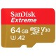 Карта памяти 64Gb SanDisk Extreme microSDXC Class 10 UHS-I U3 V30 A2