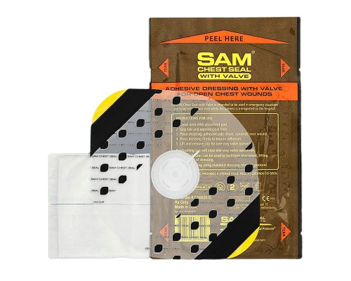 Пластырь при проникающих травмах груди c односторонним клапаном Sam Chest Seal Пластырь при проникающих травмах груди c односторонним клапаном Sam Chest Seal