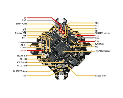 Полётный контроллер DarwinFPV ELRS2.0 F411 15A Bluejay AIO