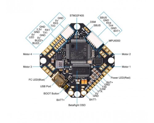 Полётный контроллер Toothpick F405 2-4S AIO Brushless 20A (BLHELI_32) V4 (BETAFPV)