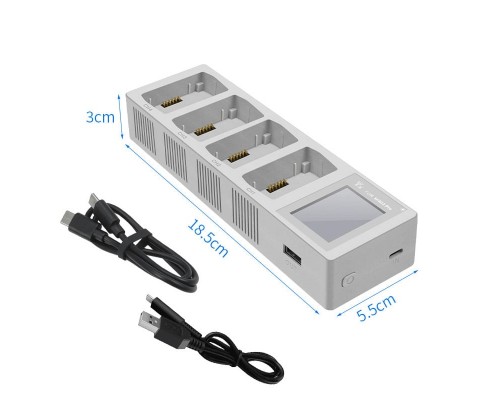 Хаб для зарядки 4-х аккумуляторов DJI Mini 3 / Mini 3 Pro (LCD дисплей) (YX)